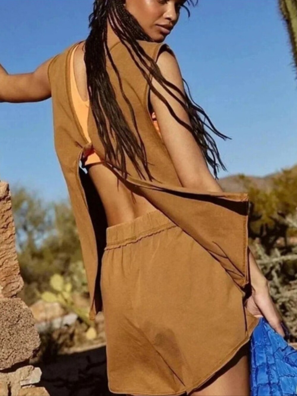 FP Movement by Free People Tan Twist Open-Back Muscle Tank Top Medium Athletic - Picture 1 of 7